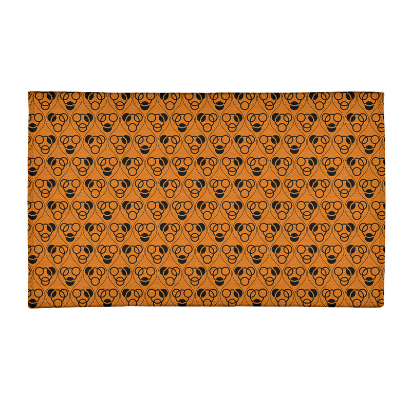 Tapis orange/noir zone fait main géométrique, Rectangle 3 pi x 5 pi