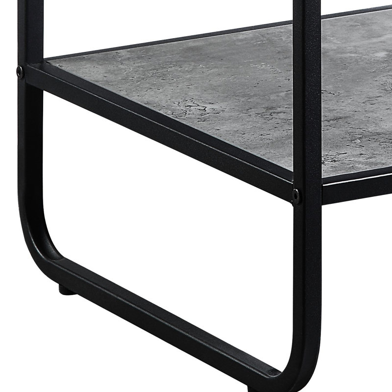 Table de bout moderne noire et grise avec processus d'assemblage pratique gris béton élégant et pour le mobilier de salon