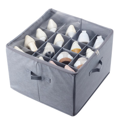 Boîte de rangement pour chaussures sous le lit avec 16 compartiments, diviseurs flexibles, plateau transparent, idéal pour les grandes bottes sous le lit, matériau respirant renforcé, utilisation dans la chambre à coucher