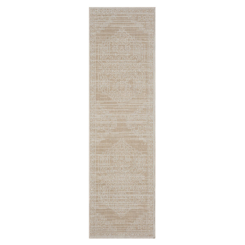 Sadowski Polypropylene Beige/White Indoor/Outdoor Rug, Runner 2'2" x 7'6"