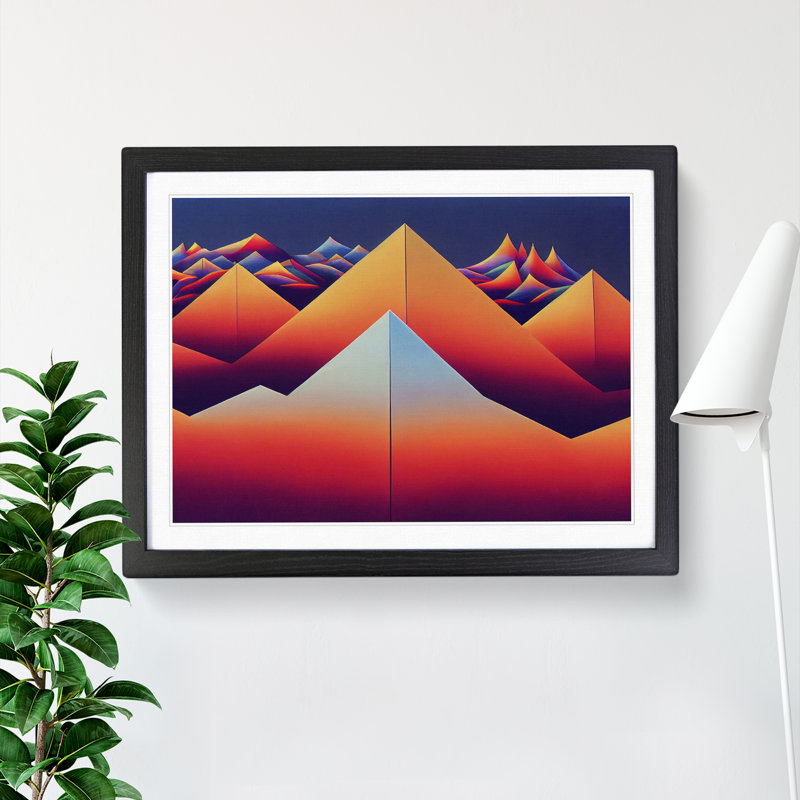 Spiked Abstract Mountains - Framed Print, 34cm H x 46cm W x 2cm D, Black