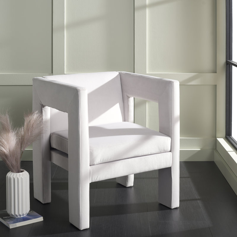 Fauteuil en velours 26 po Shikha, Gris clair
