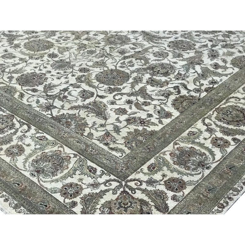 Tapis gris de haute qualité noué à la main