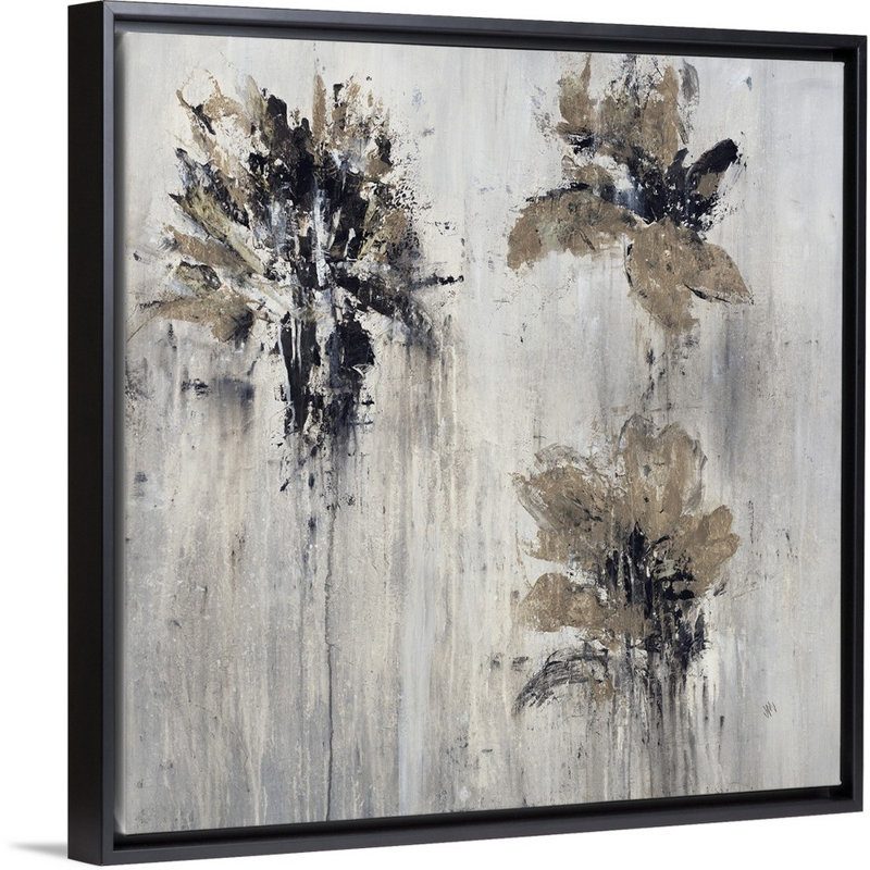 « pétale en métal », peinture sur toile, H 37,7 po x l 37,7 po x p 1,75 po, Cadre flottant noir
