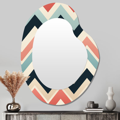 Soft Colour Vintage Multicolor Chevron I - Irregular Chevron Assymetrical Modern Unique Wall Mirror
