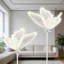 Lampe sur pied papillon avec éclairage ambiant à DEL 3 couleurs pour décoration de mariage et de fête, conception en fer et en dentelle, lumière d'ambiance romantique fixée au mur ou au plafond
