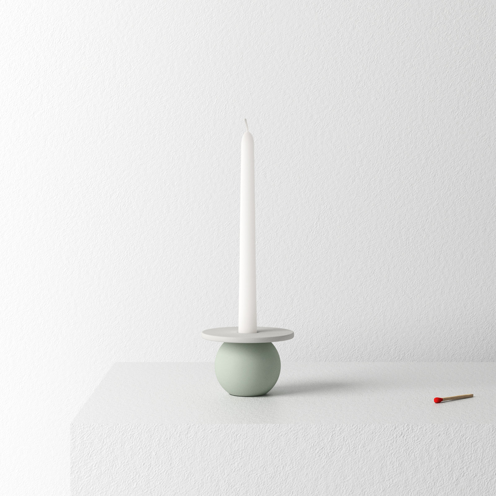 2.5" Ceramic Tabletop Candlestick Holder, Gray/White