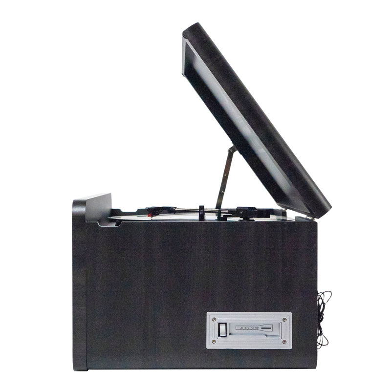 Graphite Wood 8-in-1 Music Center with Bluetooth and Turntable
