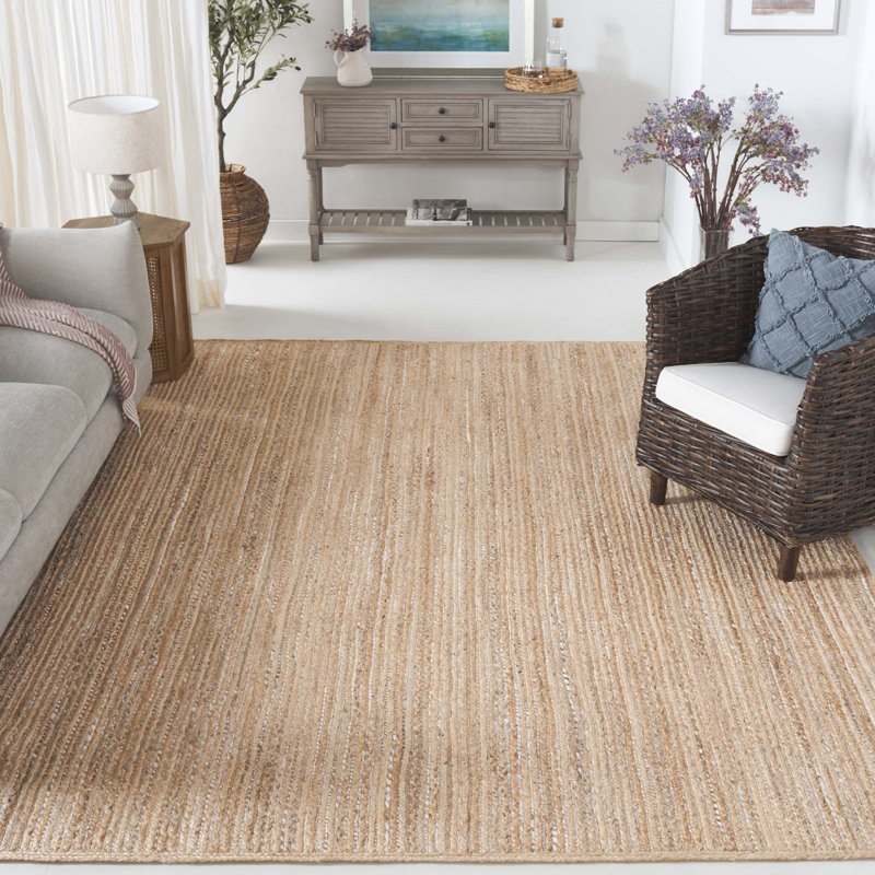 Copernicus Natural Fiber Flatweave Jute Striped Rug, Rectangle 8 pi x 10 pi