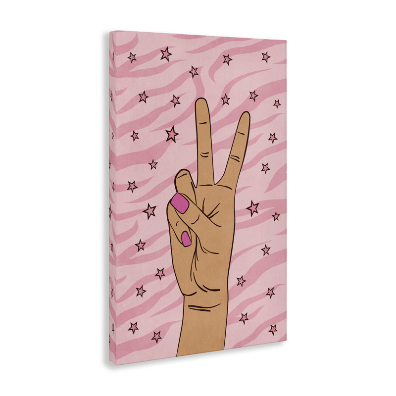 Art mural sur toile Peace Hand & Stars par Nataly White, H 36 po x l 24 po