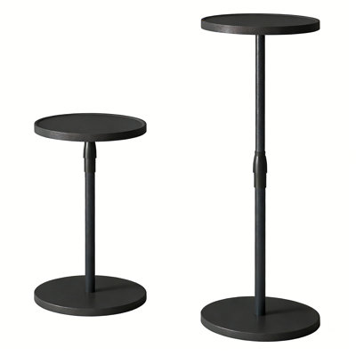 Table d'appoint ronde à hauteur réglable avec base à piédestal - Table de bout peu encombrante pour le salon, la chambre à coucher ou le canapé