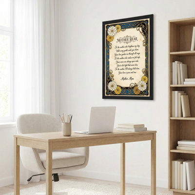 Floral And Ornamental Frame Mother Dear Poem Canvas Wrapped Wall Art Oil Painting Print For Home Decor Living Room Bedroom Or Gift
