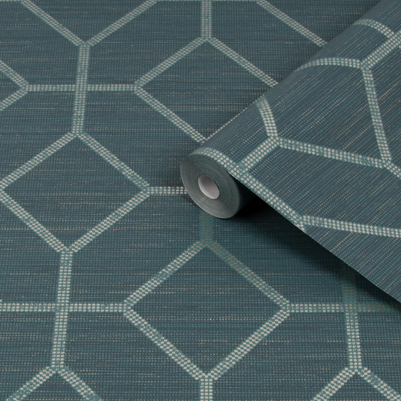 Boutique Asscher Geometric Wallpaper, Teal