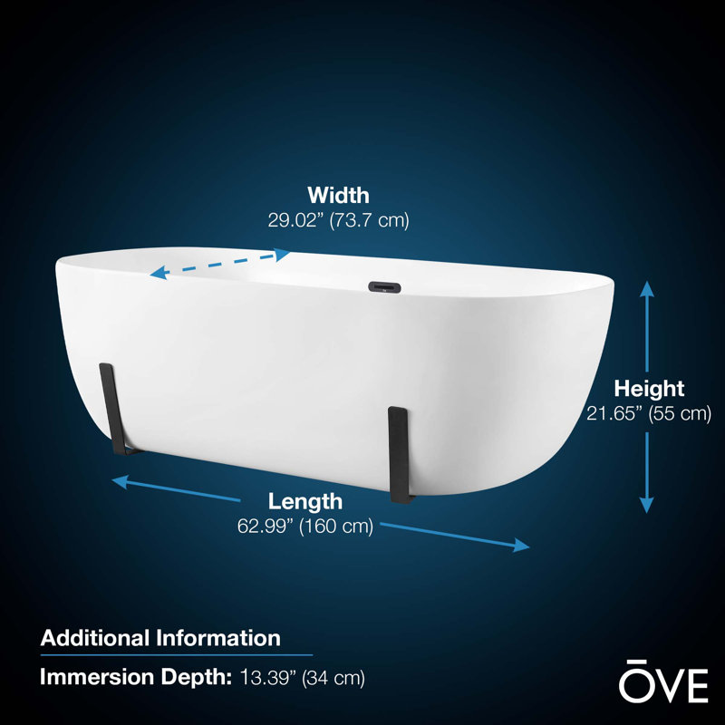 White Acrylic Freestanding Soaking Bathtub with Black Faucet