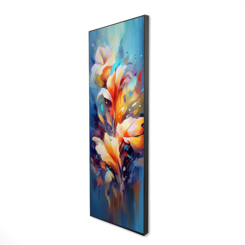 Flowery Explosion - Coral Contemporary Framed Canvas Decor