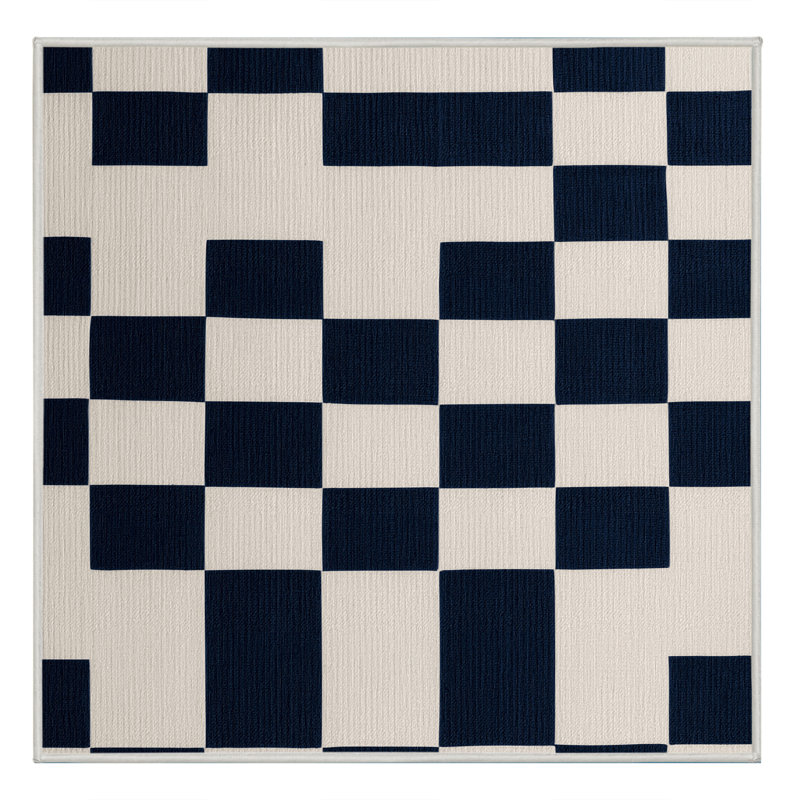 Tapis beige à carreaux lavable à la machine, Carré 5 pi