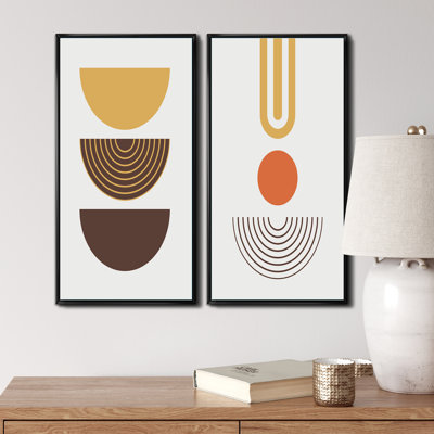 Minimalistic Creative Designs in Retro Colors XV - Ensemble de 2 peintures