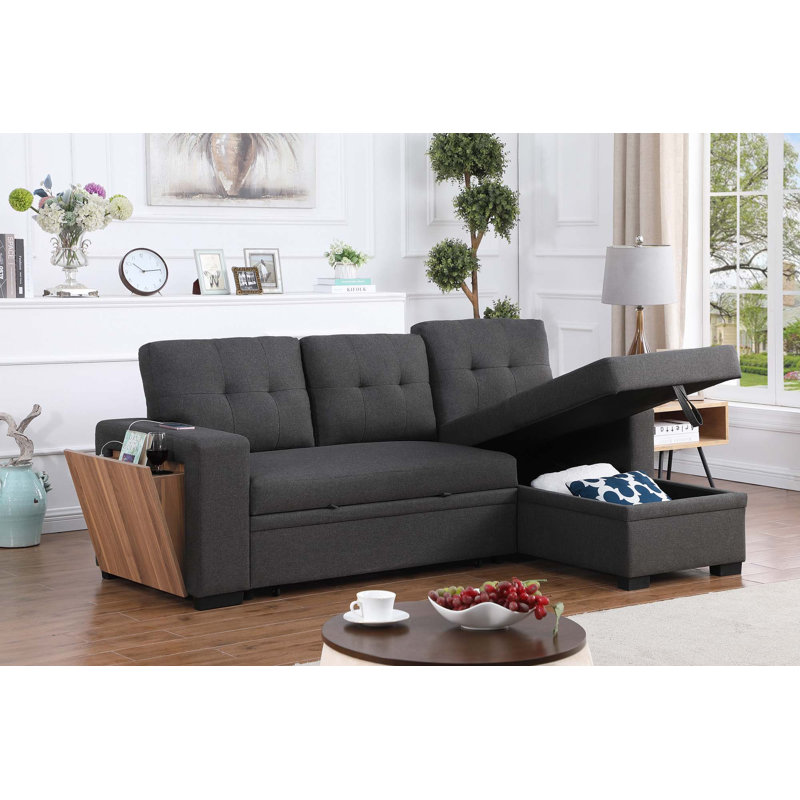 2 - Piece Upholstered Sectional Sofa, Dark Gray Linen