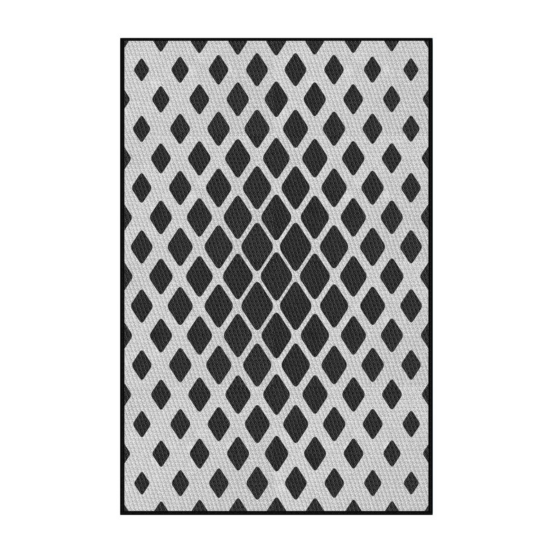 Tapis noir à motif géométrique Kisner, Rectangle 2 pi x 3 pi