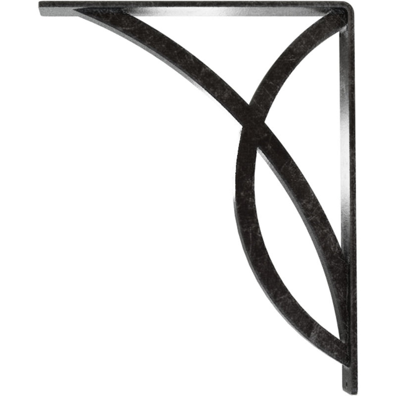 Support en fer forgé Miller (support central triple) de 2 po x P 10 po x H 12 po, Argent antique, H 12 po x l 2 po x P 10 po