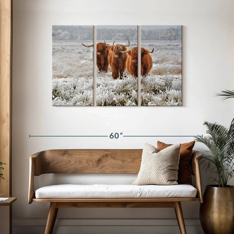 Brampt trio de vaches Highland, H 28 po x l 45 po