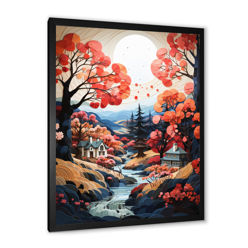 Farmhouse - harmonie rouge et grise I, Cadre simple noir, H 20 po x l 12 po x P 1 po