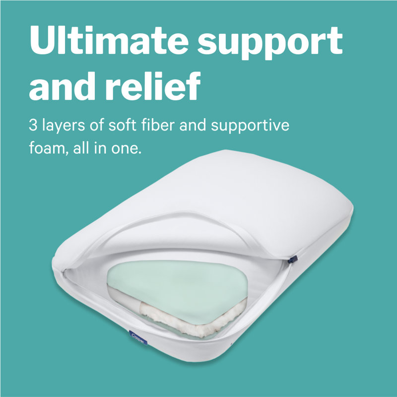 Casper Standard White Hybrid Pillow with Plush Knit Shell
