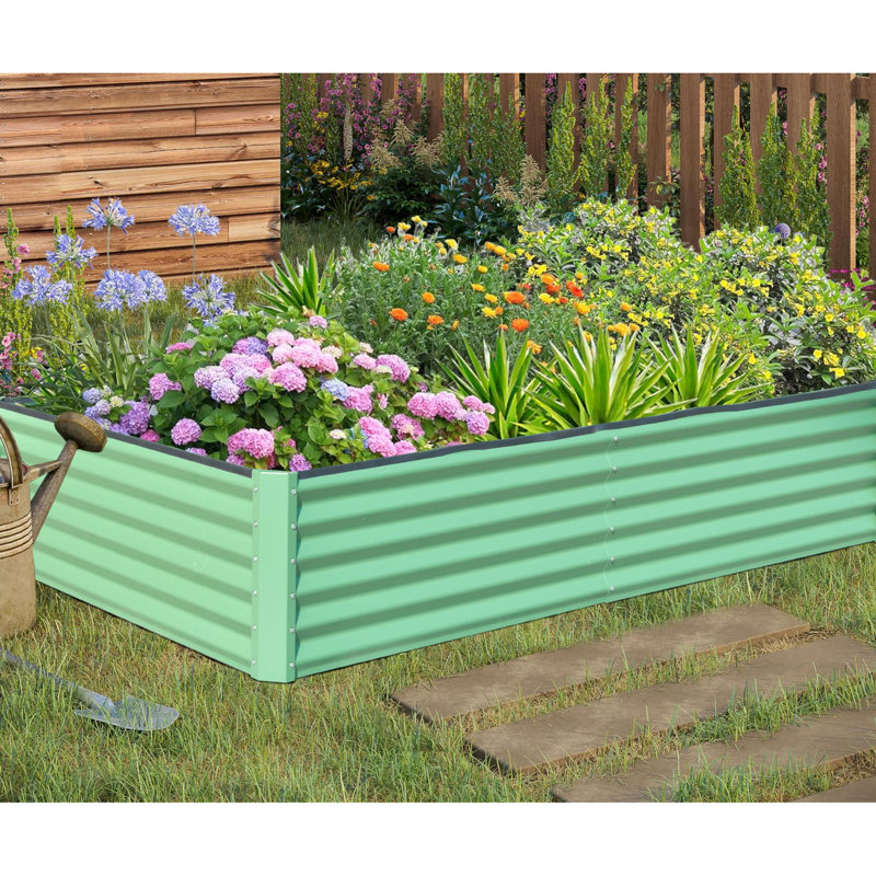 Large Galvanized Metal Garden Bed For Outdoor Gardening Of Vegetables, Fruits And Flowers