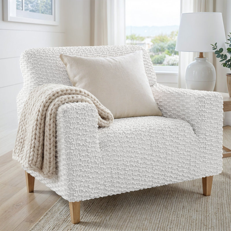 Housse extensible pour fauteuil - Style épuré et minimaliste - Collection Embrace, Blanc