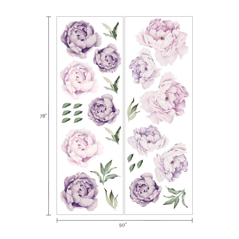Adhésif décoratif pivoine Wanette, Mélange lavande et mauve