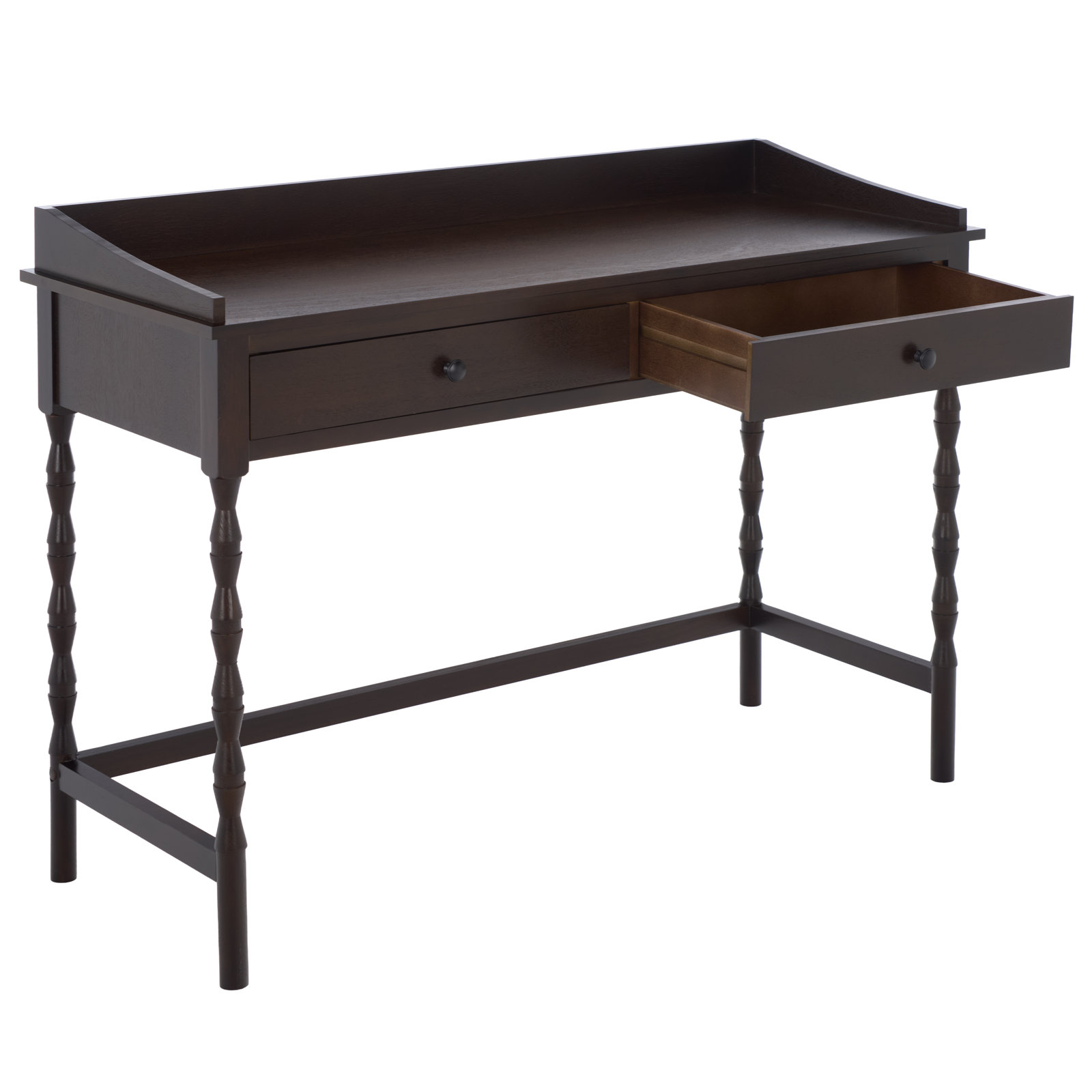 Mia 47" Pine Writing Desk, Dark Chocolate