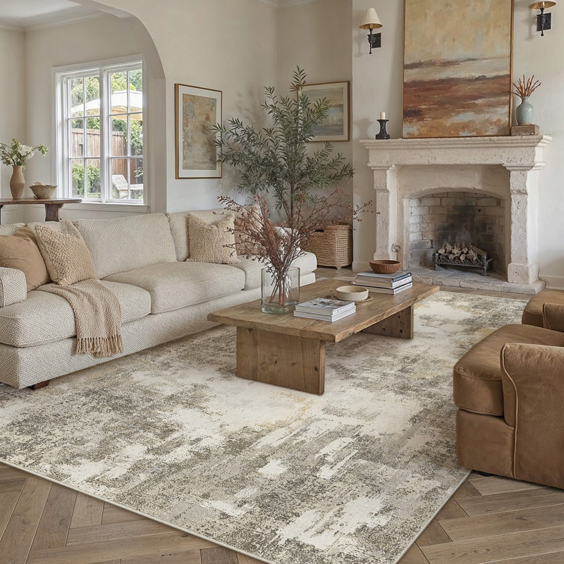 Tapis abstrait moderne Arden, Brown, Rectangle 7'9" x 9'9"