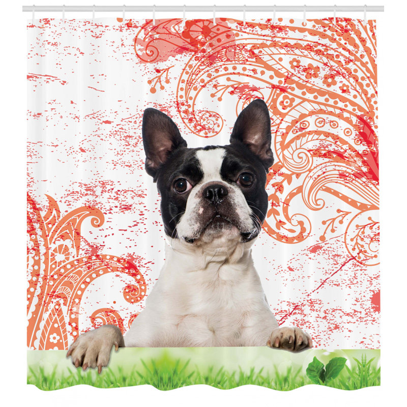 Ensemble de rideau de douche Dog Lover + crochets, H 84 po x l 69 po