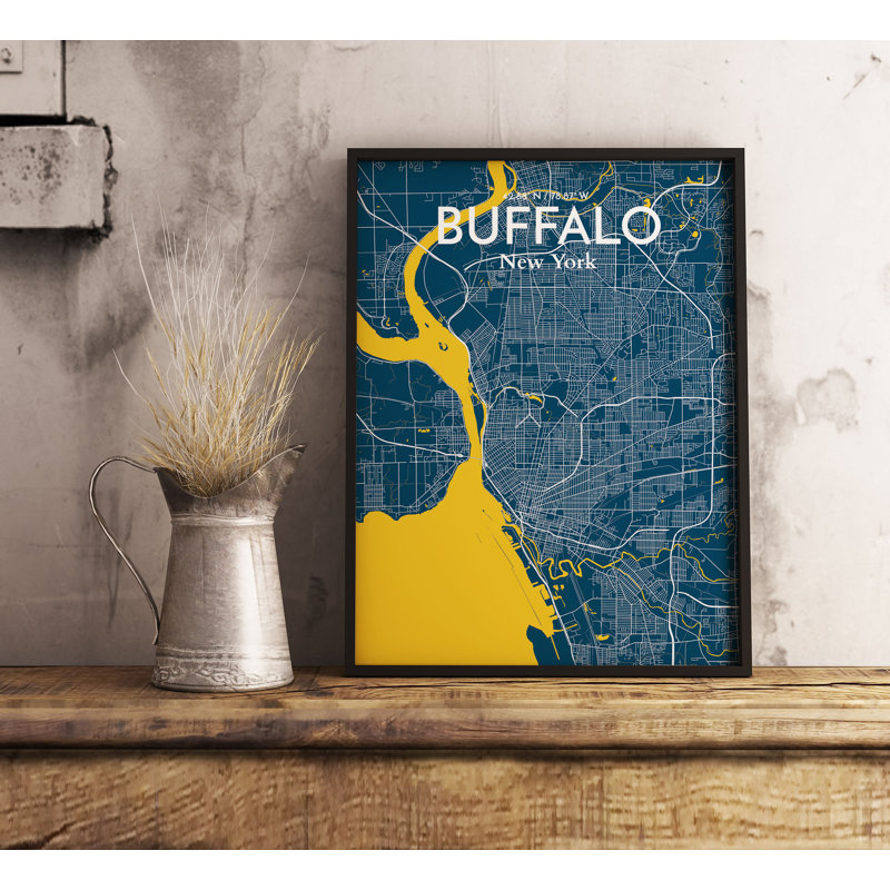 Buffalo City Map - No Frame Print, 60.2 cm H x 27.9 cm W