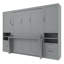 Grand lit escamotable mural avec placard, tiroirs et tablettes, gris-1762022143
