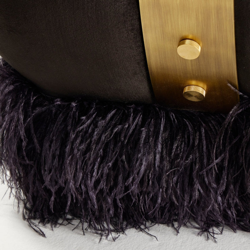 Ostrich Fluff Lounge Chair - Black / Black