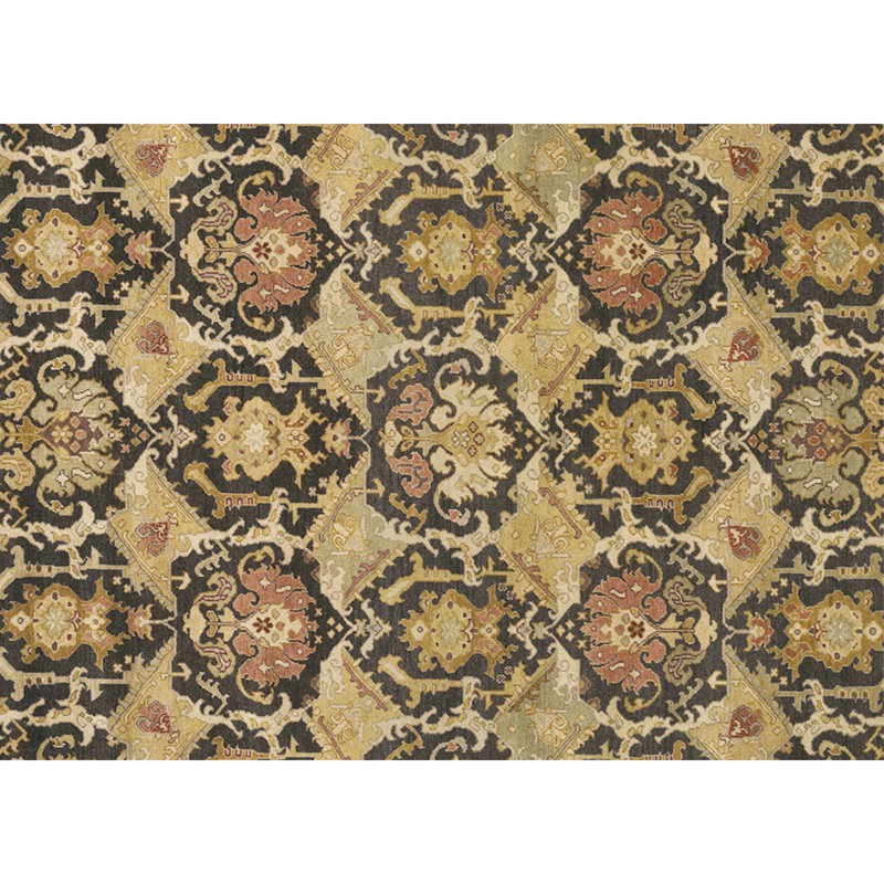 Wool Oriental Area Rug in Brown/Black/Red, Rectangle 8' x 10'