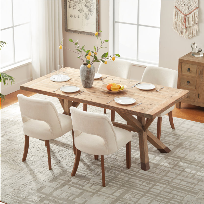 Upholstered Dining Side Chairs Set of 4, Chenille White
