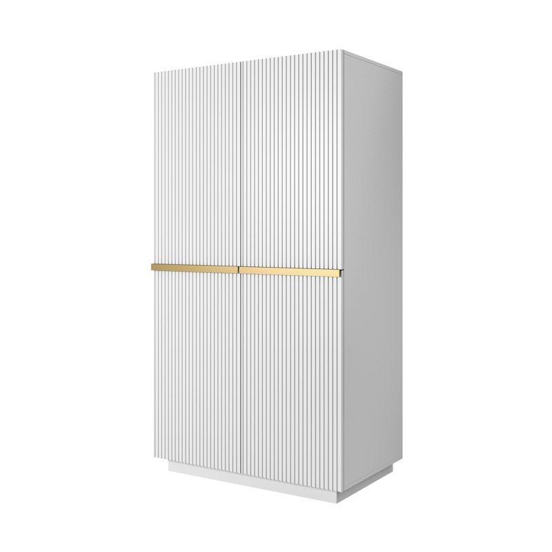 Badal Manufactured Wood Wardrobe, White/Gold