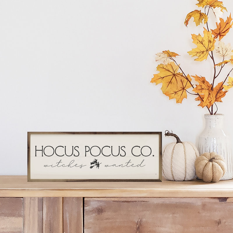 " Black Hocus Pocus Co ", White/Black, 8" H x 24" W