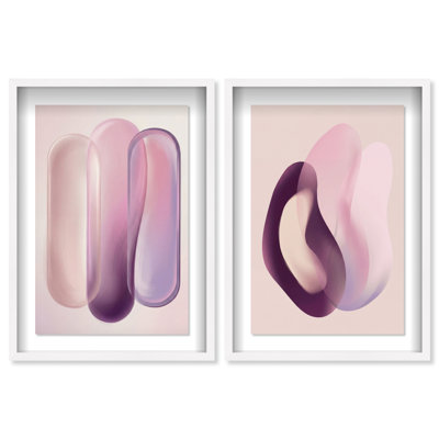 Berry Love Set Shadowbox Abstract Print by Oliver Gal, Black Frame, 10 x 15