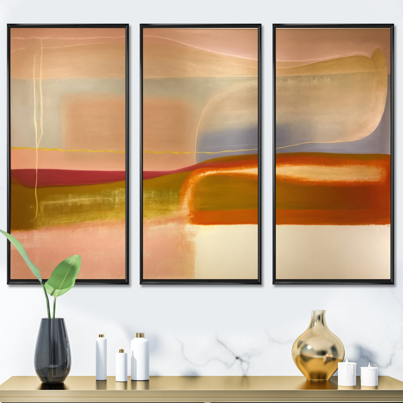 Arslaan - 3 pièces, peinture sur toile, Toile encadrée noire, H 28 po x l 36 po x P 1 po