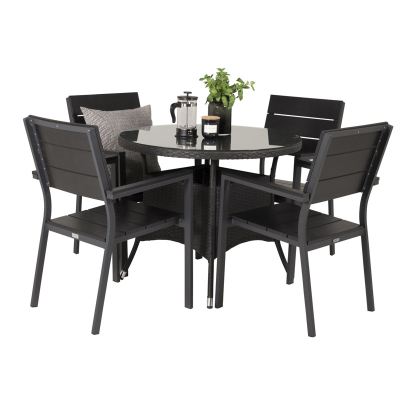 Mitul 4 - Person Patio Dining Set Round Table