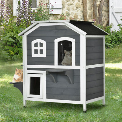 Enclos d'extérieur pour chat 2 étages Pawhut
