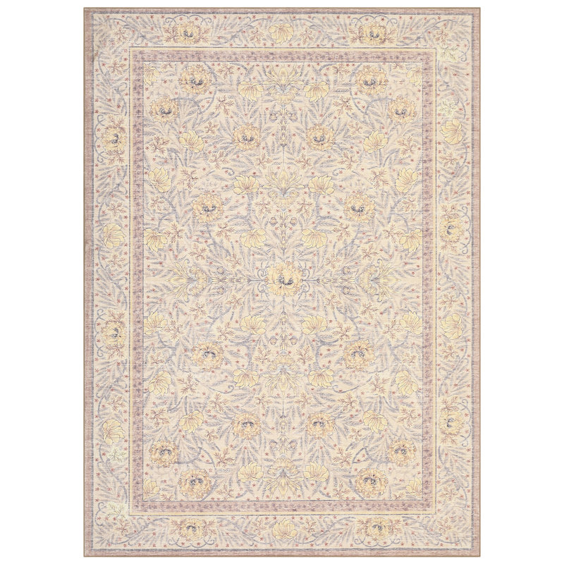 Floral Rugs for Bedroom Soft Washable Non-Slip Living Room Rug Vintage Botanical Boho Flower Carpet for Teens Kids Nursery Playroom Dorm Home Decor