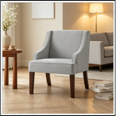 Modern Upholstered Accent Armchair with Wood Legs