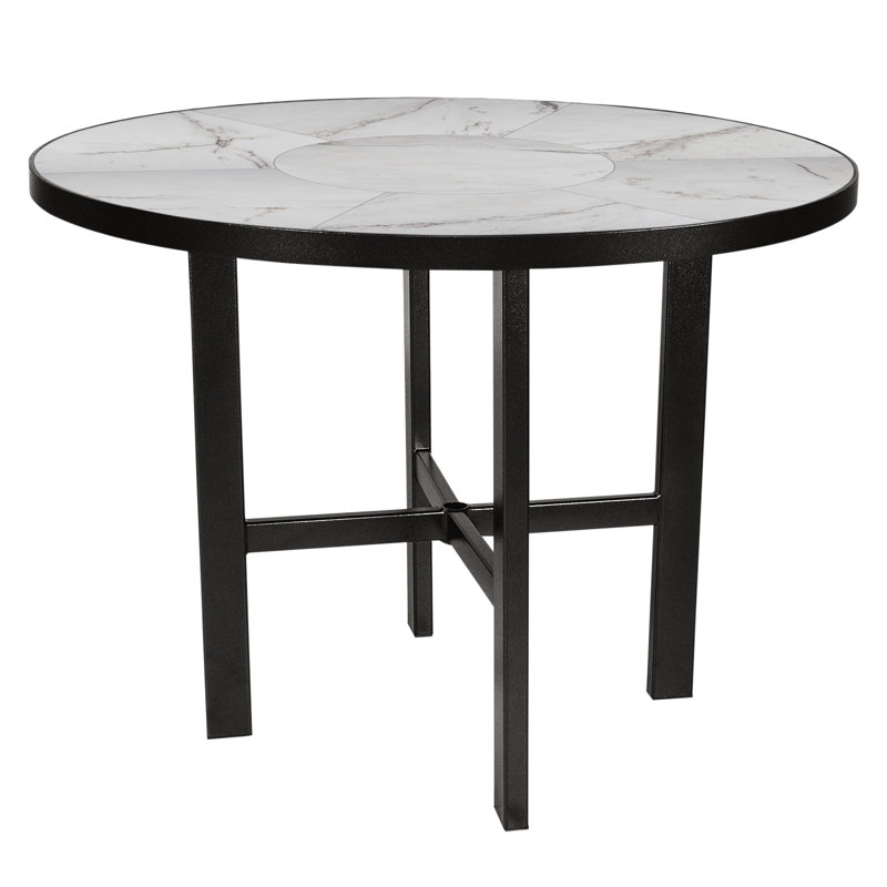 Tables Outdoor Round Bar Table, Canyon Taupe, Graphite, 39 H" W x 42" W x 42" D