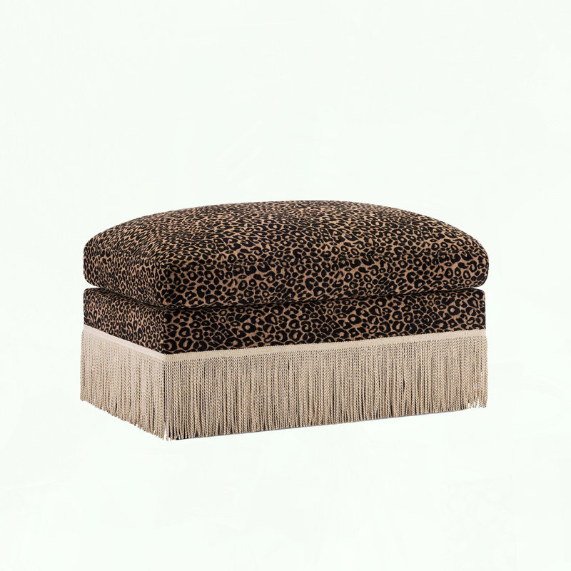 Repose-pieds modulaire avec chenille à imprimé léopard et pampilles, Noir / brun