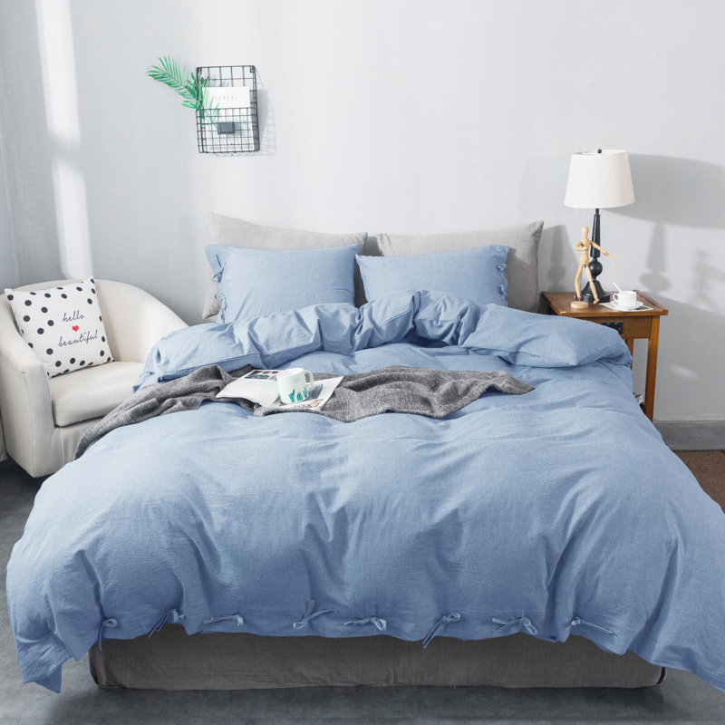 Duvet Cover, Queen Duvet Cover + 2 Shams, Light Blue