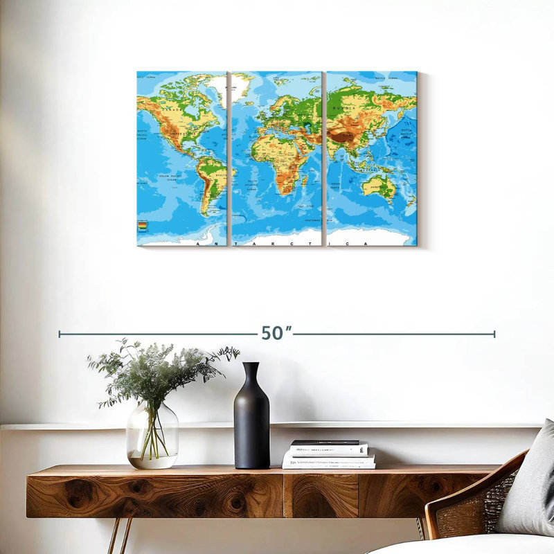 Carte du monde très détaillée Aliaz, H 20 po x l 33 po